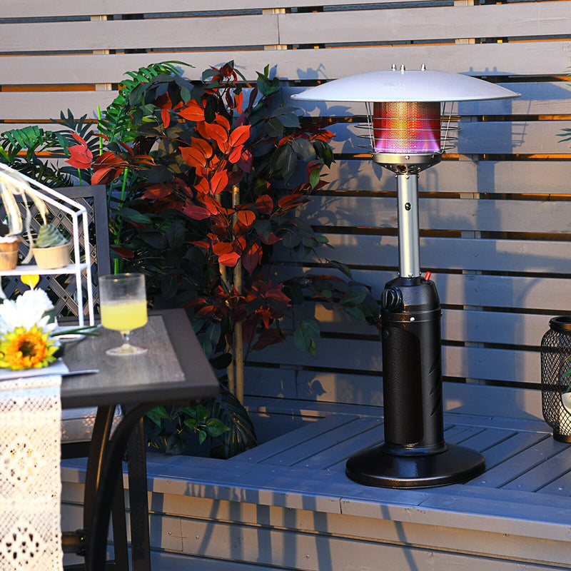 Costway - 11 000 BTU Portable Tabletop Propane Patio Standing Heater-Black