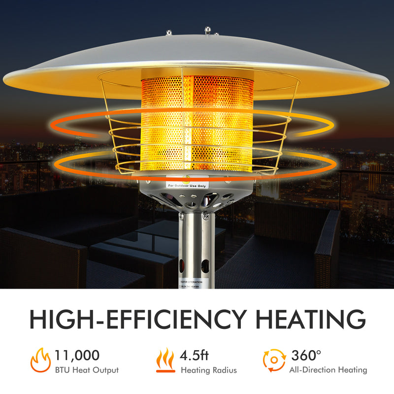 Costway - 11 000 BTU Portable Tabletop Propane Patio Standing Heater-Black