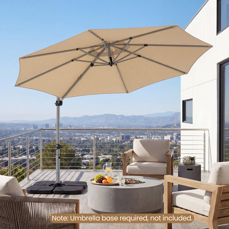 Costway - 11 Feet Patio Offset Cantilever Umbrella 360° Rotation Aluminum Tilt-Beige