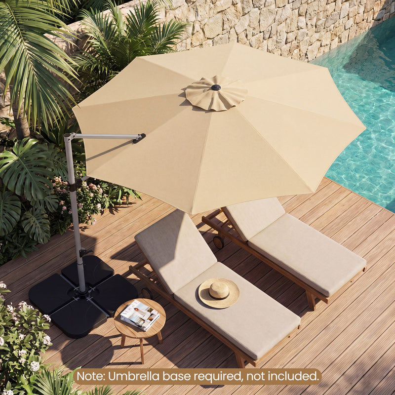 Costway - 11 Feet Patio Offset Cantilever Umbrella 360° Rotation Aluminum Tilt-Beige