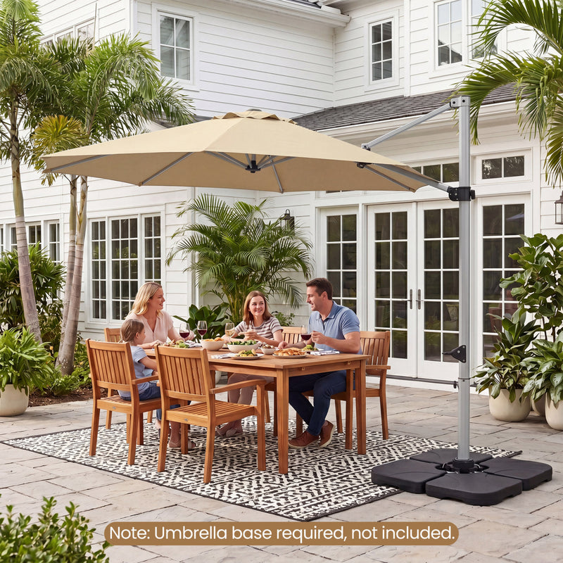 Costway - 11 Feet Patio Offset Cantilever Umbrella 360° Rotation Aluminum Tilt-Beige