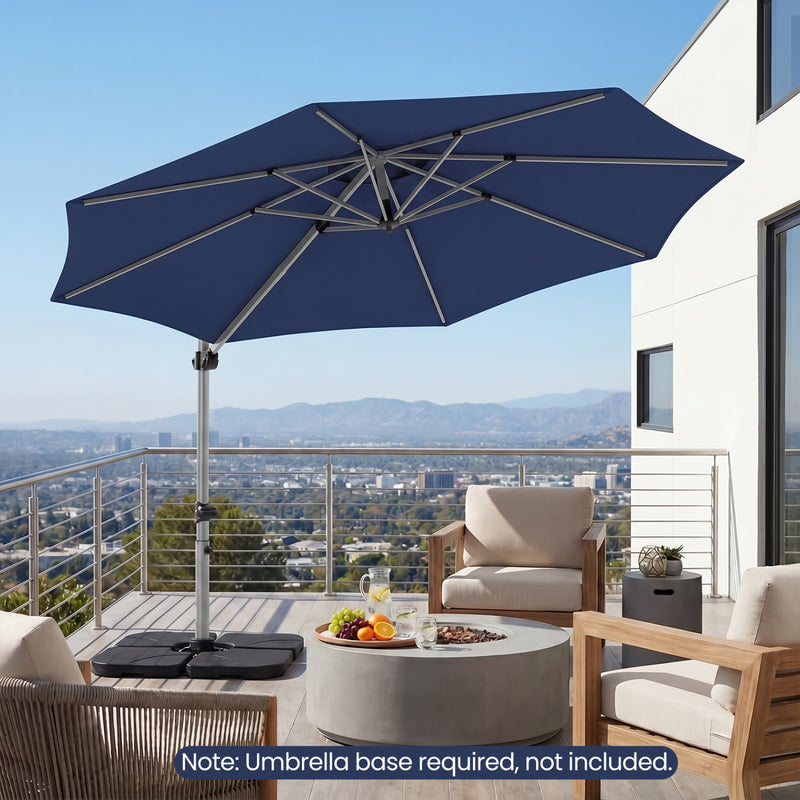 Costway - 11 Feet Patio Offset Cantilever Umbrella 360° Rotation Aluminum Tilt-Navy