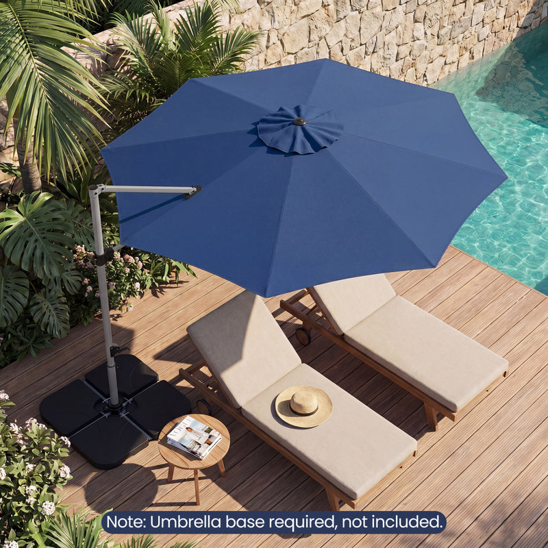 Costway - 11 Feet Patio Offset Cantilever Umbrella 360° Rotation Aluminum Tilt-Navy