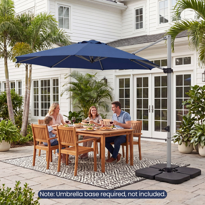 Costway - 11 Feet Patio Offset Cantilever Umbrella 360° Rotation Aluminum Tilt-Navy