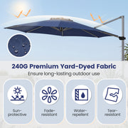 Costway - 11 Feet Patio Offset Cantilever Umbrella 360° Rotation Aluminum Tilt-Navy
