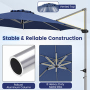 Costway - 11 Feet Patio Offset Cantilever Umbrella 360° Rotation Aluminum Tilt-Navy