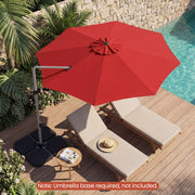 Costway - 11 Feet Patio Offset Cantilever Umbrella 360° Rotation Aluminum Tilt-Red