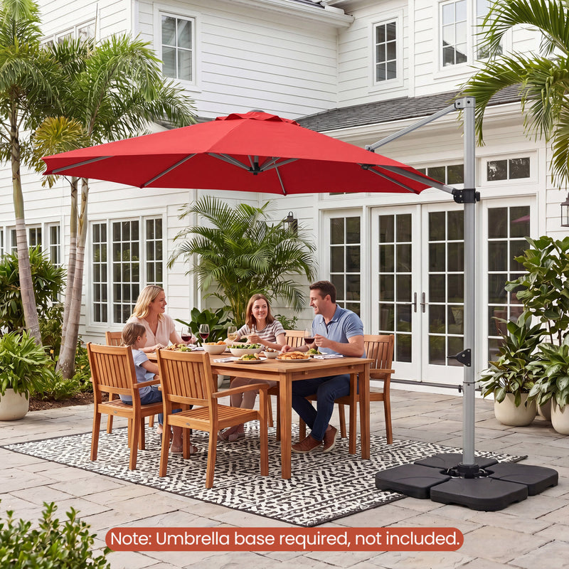 Costway - 11 Feet Patio Offset Cantilever Umbrella 360° Rotation Aluminum Tilt-Red