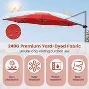 Costway - 11 Feet Patio Offset Cantilever Umbrella 360° Rotation Aluminum Tilt-Red