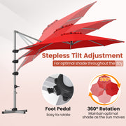 Costway - 11 Feet Patio Offset Cantilever Umbrella 360° Rotation Aluminum Tilt-Red