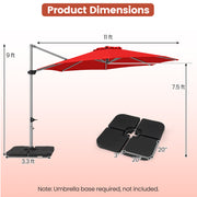 Costway - 11 Feet Patio Offset Cantilever Umbrella 360° Rotation Aluminum Tilt-Red