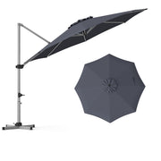 Costway - 11 Feet Patio Offset Cantilever Umbrella 360° Rotation Aluminum Tilt-Gray