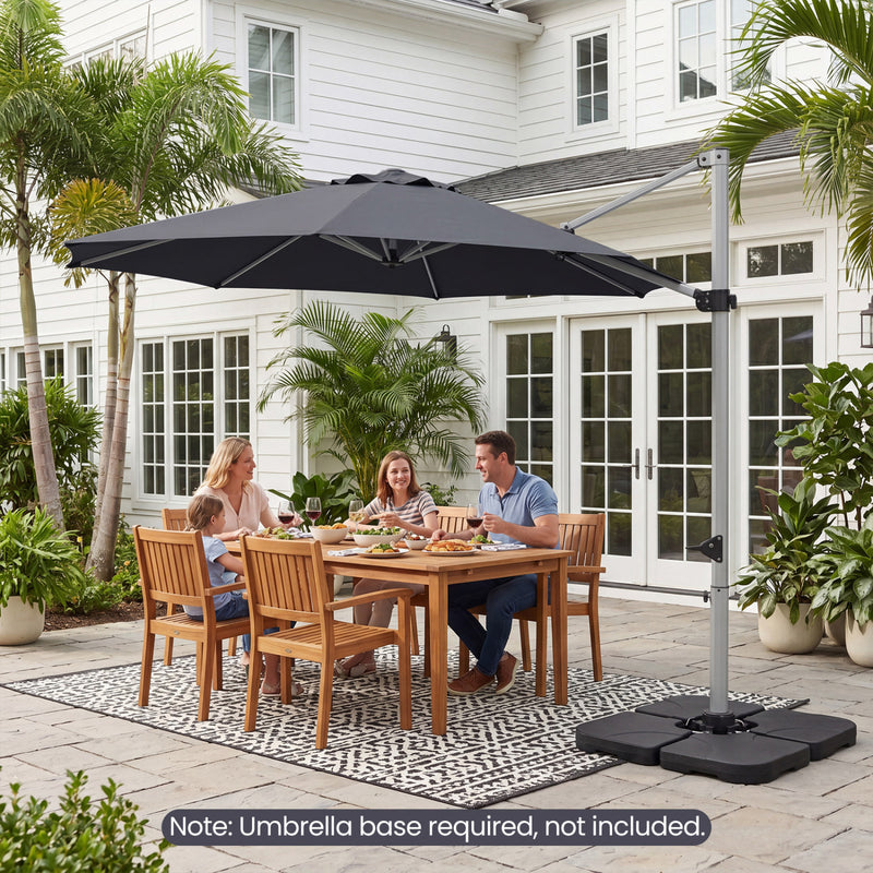 Costway - 11 Feet Patio Offset Cantilever Umbrella 360° Rotation Aluminum Tilt-Gray