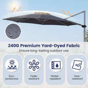 Costway - 11 Feet Patio Offset Cantilever Umbrella 360° Rotation Aluminum Tilt-Gray