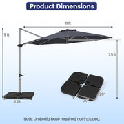 Costway - 11 Feet Patio Offset Cantilever Umbrella 360° Rotation Aluminum Tilt-Gray