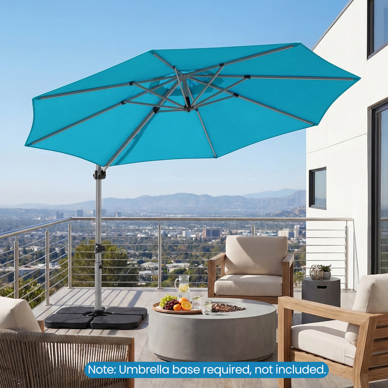 Costway - 11 Feet Patio Offset Cantilever Umbrella 360° Rotation Aluminum Tilt-Blue
