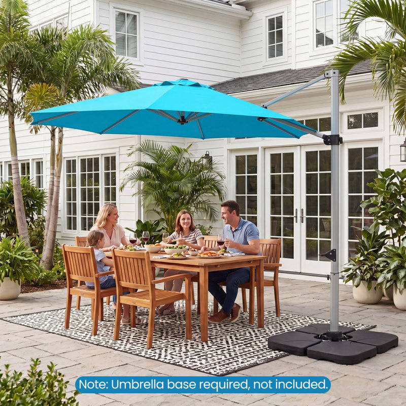 Costway - 11 Feet Patio Offset Cantilever Umbrella 360° Rotation Aluminum Tilt-Blue