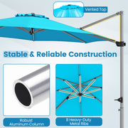Costway - 11 Feet Patio Offset Cantilever Umbrella 360° Rotation Aluminum Tilt-Blue