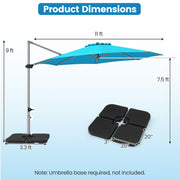 Costway - 11 Feet Patio Offset Cantilever Umbrella 360° Rotation Aluminum Tilt-Blue