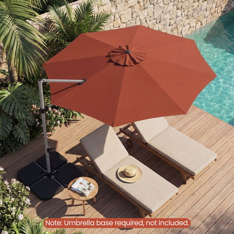Costway - 11 Feet Patio Offset Cantilever Umbrella 360° Rotation Aluminum Tilt-Brick Red