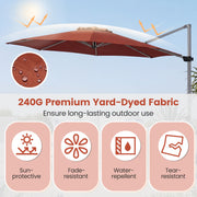 Costway - 11 Feet Patio Offset Cantilever Umbrella 360° Rotation Aluminum Tilt-Brick Red