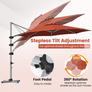 Costway - 11 Feet Patio Offset Cantilever Umbrella 360° Rotation Aluminum Tilt-Brick Red