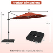 Costway - 11 Feet Patio Offset Cantilever Umbrella 360° Rotation Aluminum Tilt-Brick Red