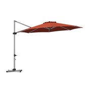 Costway - 11 Feet Patio Offset Cantilever Umbrella 360° Rotation Aluminum Tilt-Brick Red