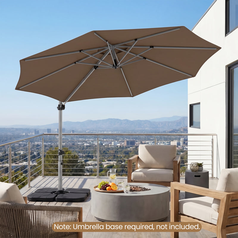 Costway - 11 Feet Patio Offset Cantilever Umbrella 360° Rotation Aluminum Tilt-Tan