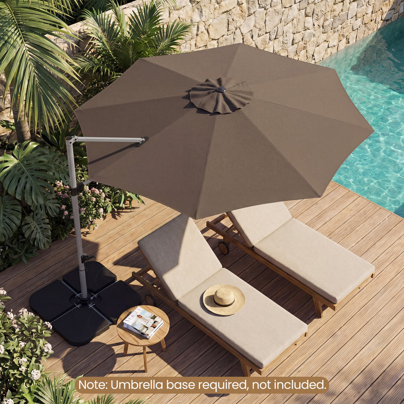 Costway - 11 Feet Patio Offset Cantilever Umbrella 360° Rotation Aluminum Tilt-Tan