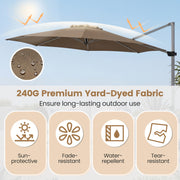 Costway - 11 Feet Patio Offset Cantilever Umbrella 360° Rotation Aluminum Tilt-Tan
