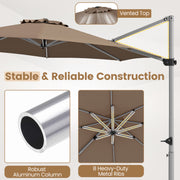 Costway - 11 Feet Patio Offset Cantilever Umbrella 360° Rotation Aluminum Tilt-Tan