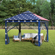 Costway - 11 x 11 Feet 2-Tier Pop-Up Gazebo Tent Portable Canopy Shelter Carry Bag Mesh-Blue