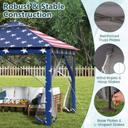 Costway - 11 x 11 Feet 2-Tier Pop-Up Gazebo Tent Portable Canopy Shelter Carry Bag Mesh-Blue
