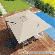 Costway - 11 x 9 FT Cantilever Patio Umbrella with 360° Rotation and Easy Tilt Adjustment-Beige