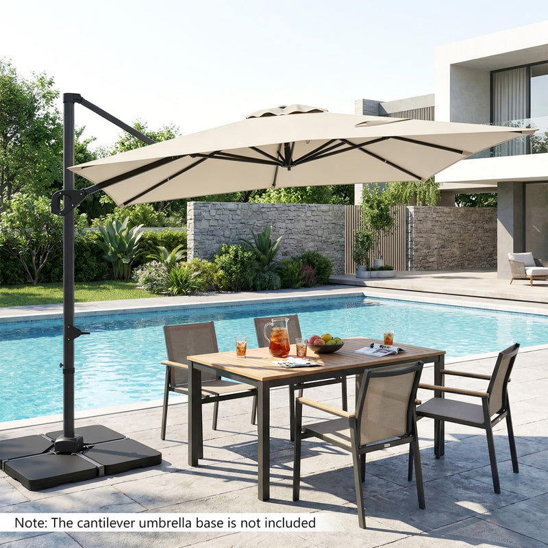 Costway - 11 x 9 FT Cantilever Patio Umbrella with 360° Rotation and Easy Tilt Adjustment-Beige