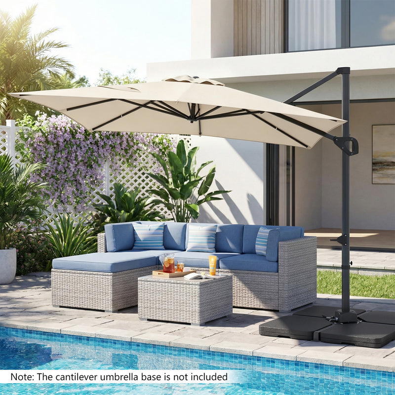Costway - 11 x 9 FT Cantilever Patio Umbrella with 360° Rotation and Easy Tilt Adjustment-Beige
