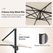 Costway - 11 x 9 FT Cantilever Patio Umbrella with 360° Rotation and Easy Tilt Adjustment-Beige