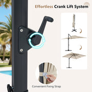 Costway - 11 x 9 FT Cantilever Patio Umbrella with 360° Rotation and Easy Tilt Adjustment-Beige