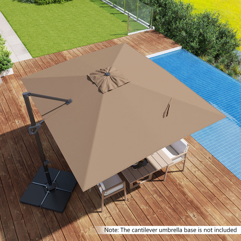 Costway - 11 x 9 FT Cantilever Patio Umbrella with 360° Rotation and Easy Tilt Adjustment-Brown