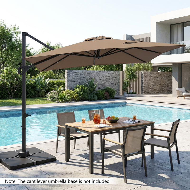 Costway - 11 x 9 FT Cantilever Patio Umbrella with 360° Rotation and Easy Tilt Adjustment-Brown