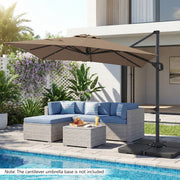 Costway - 11 x 9 FT Cantilever Patio Umbrella with 360° Rotation and Easy Tilt Adjustment-Brown