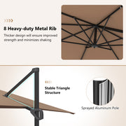Costway - 11 x 9 FT Cantilever Patio Umbrella with 360° Rotation and Easy Tilt Adjustment-Brown