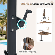 Costway - 11 x 9 FT Cantilever Patio Umbrella with 360° Rotation and Easy Tilt Adjustment-Brown