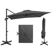 Costway - 11 x 9 FT Cantilever Patio Umbrella with 360° Rotation and Easy Tilt Adjustment-Gray