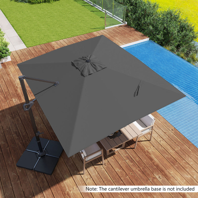 Costway - 11 x 9 FT Cantilever Patio Umbrella with 360° Rotation and Easy Tilt Adjustment-Gray