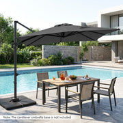 Costway - 11 x 9 FT Cantilever Patio Umbrella with 360° Rotation and Easy Tilt Adjustment-Gray