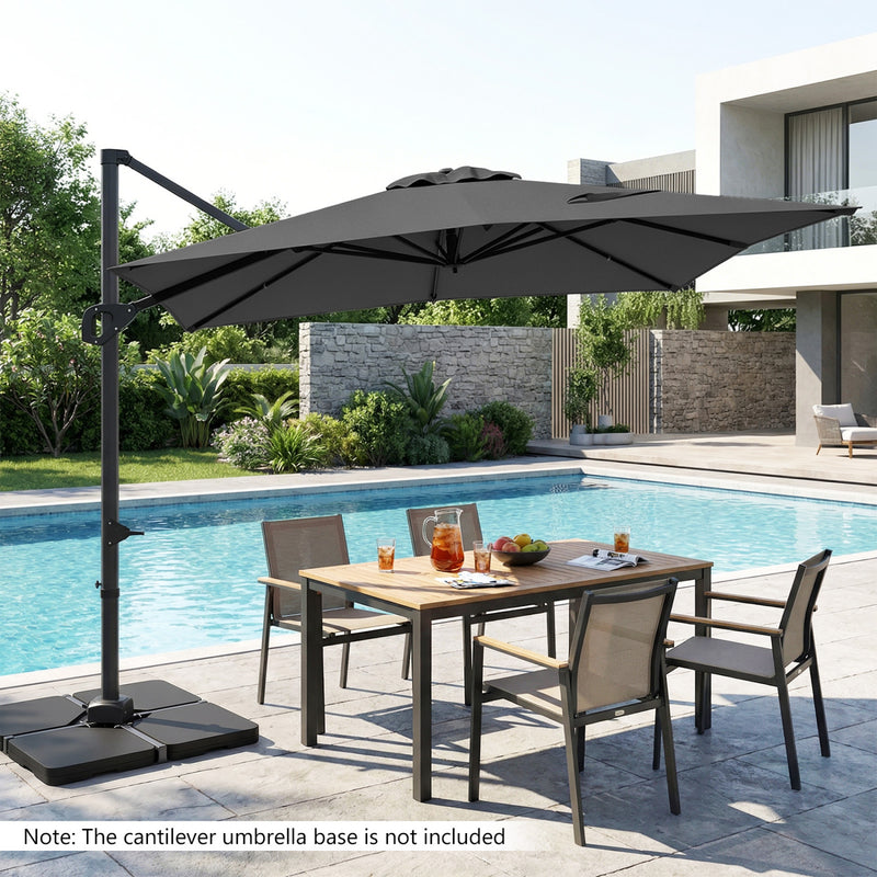Costway - 11 x 9 FT Cantilever Patio Umbrella with 360° Rotation and Easy Tilt Adjustment-Gray