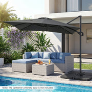 Costway - 11 x 9 FT Cantilever Patio Umbrella with 360° Rotation and Easy Tilt Adjustment-Gray
