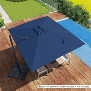 Costway - 11 x 9 FT Cantilever Patio Umbrella with 360° Rotation and Easy Tilt Adjustment-Navy